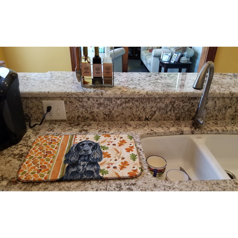 Black English Cocker Spaniel Heirloom Fall Dish Drying Mat