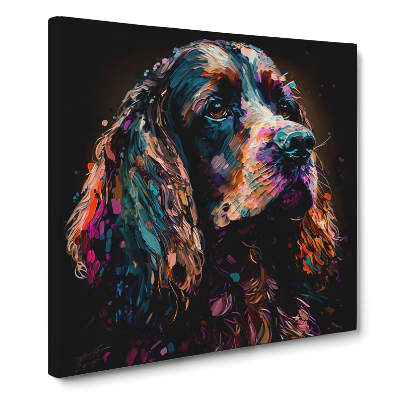 Cocker Spaniel Palette Knife Painting - Wrapped Canvas, 35cmH x 35cmW
