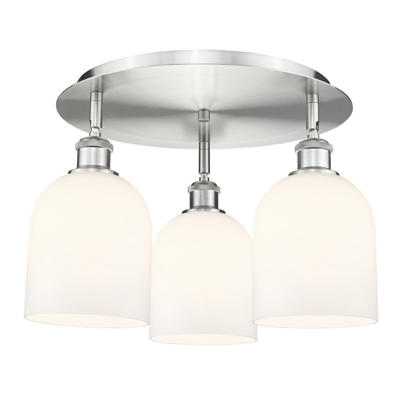 Plafonnier semi-encastré en verre Odaniel, Blanc lustré, Nickel satiné
