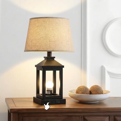 Table Lamp For Living Room, Farmhouse Lamps With USB A+C And Nightlight, 21" Rustic Bedside Lamps With 3-Way Dimmable Touch Control, Nightstand Lamp For Bedroom(Set of 2)