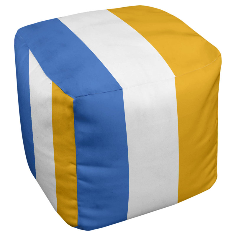 Repose-pieds cube la ours college stripes, Bleu / Blanc / Doré