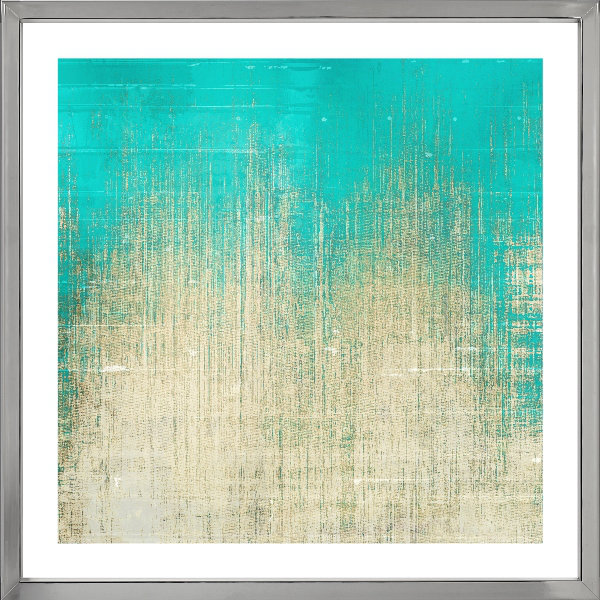 Turquoise Texture Abstract - Single Picture Frame Print, 199.136 cm H x 199.136 cm W, Aluminium Chrome