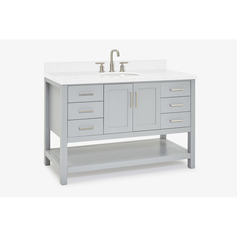 Meuble-lavabo simple avec plateau ARIEL Magnolia 54, Gris