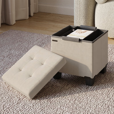 Nestl Vérrant Velvet Storage Ottoman Bench with Removable Legs and Hidden Storage