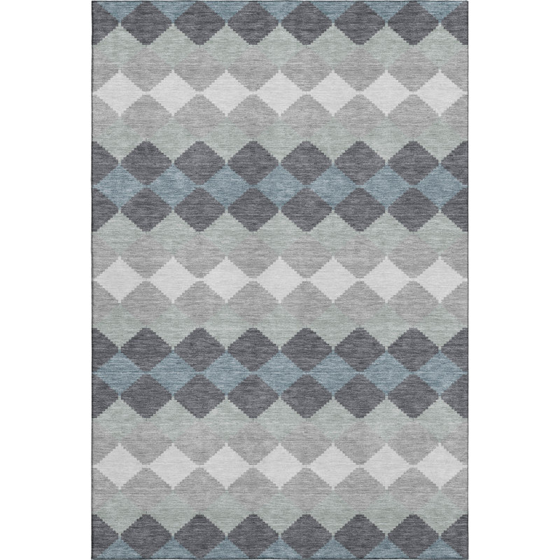Tapis géométrique lavable à la machine de qualité supérieure AMF1007, Rectangle 10 pi x 14 pi