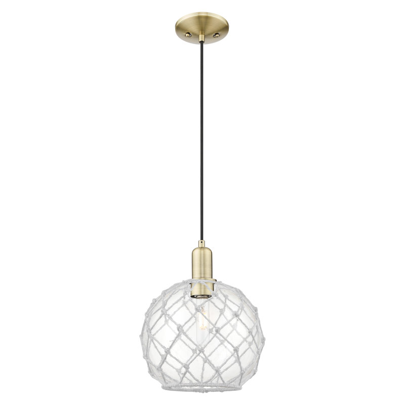 Arcadia - Ametra - Mini-luminaire suspendu à cordon 1 lumière 10 po, H 12,83 po x l 10 po x P 10 po, Chrome poli