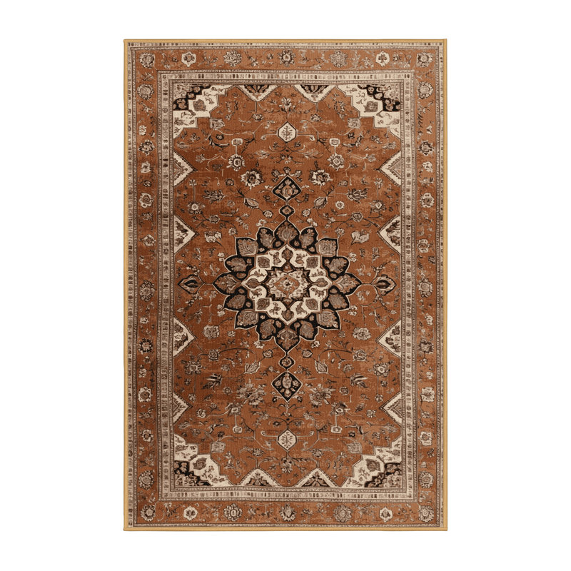 Tapis brun lavable à la machine, Rectangulaire 7 pi x 10 pi