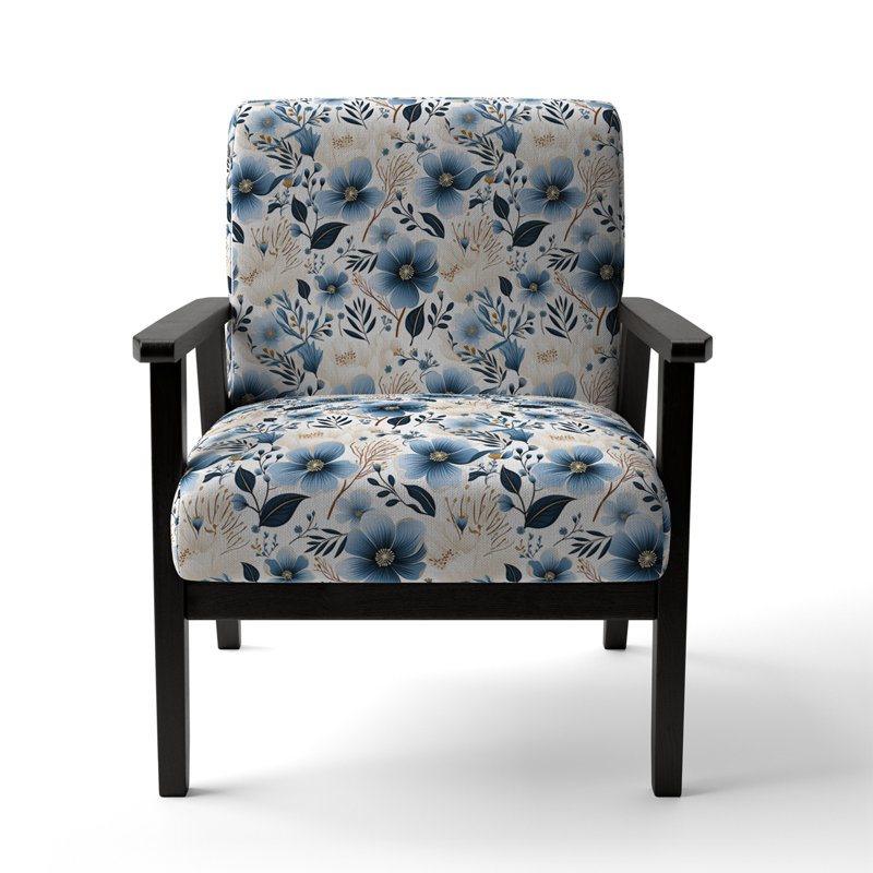 Fauteuil d'appoint rembourré bleu et ivoire
