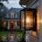 Deshwana Matte Black Hardwired Glass Outdoor Wall Lantern(Set of 2)