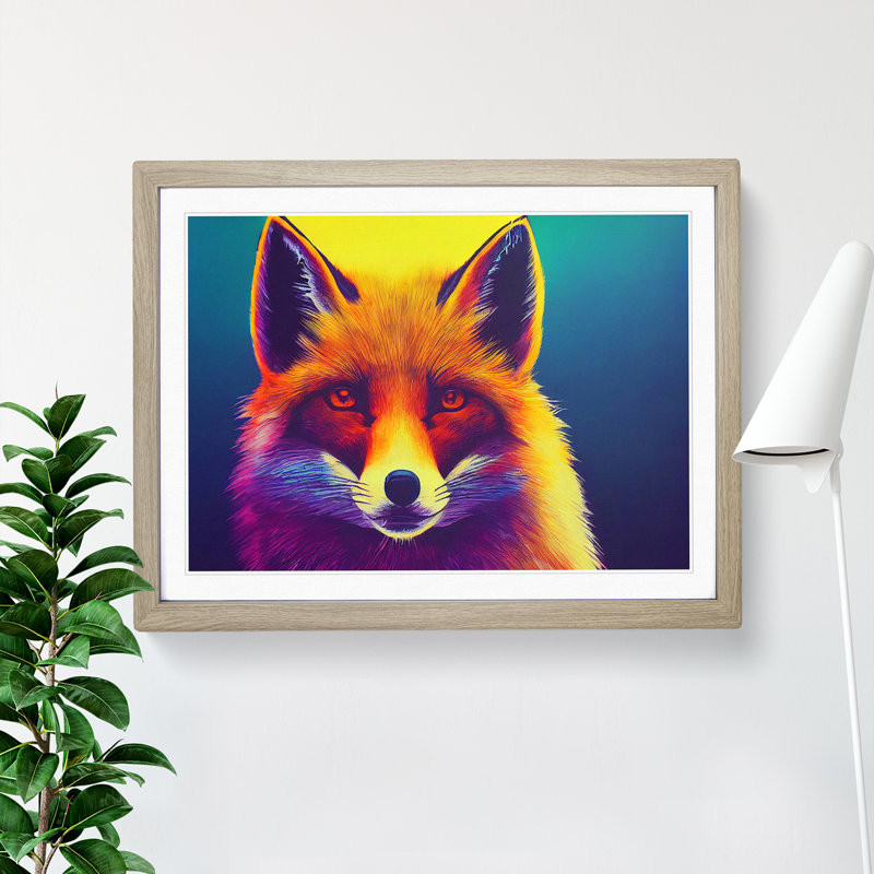 Fox Vol.2 - Single Picture Frame Print, 46cm H x 64cm W x 2cm D, Oak Framed