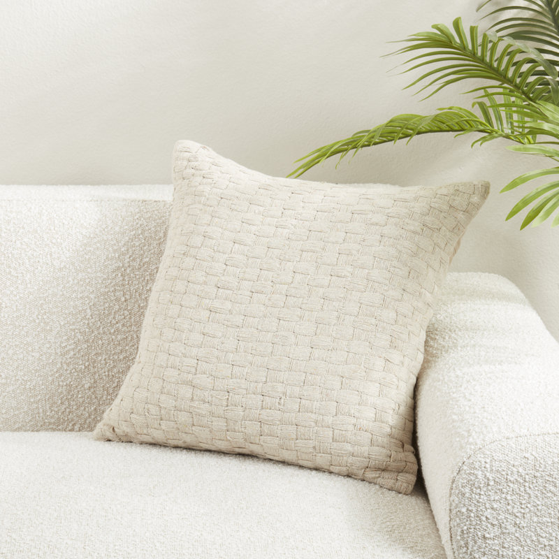 Housse de coussin texturée tissée gaufrée, Ivoire ivoire, Sans insert de coussin