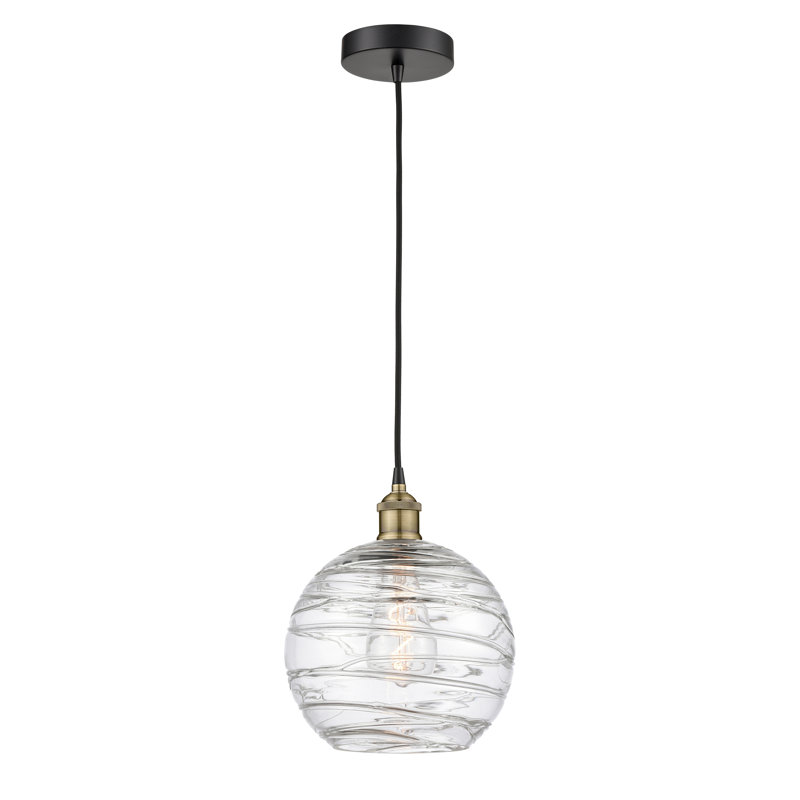 1 - Light Single Drop Pendant Pendant, 12.75" H x 10" W x 10" D, Black Antique Brass, Clear