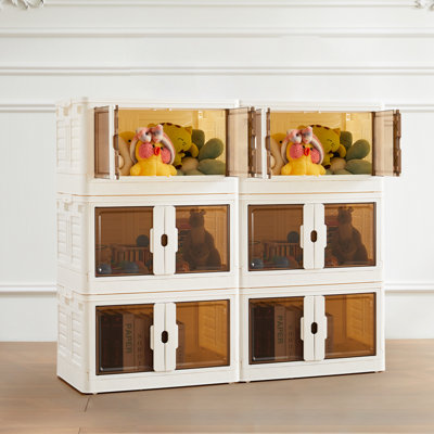 2-Piece Set Stackable Storage Bins, Collapsible Organizer Boxes Closet Containers With Lid