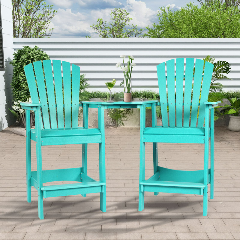 Chaise haute Adirondack avec table Cezalinda, Bleu lac