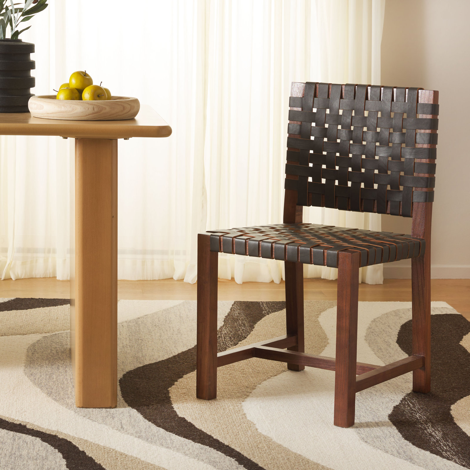 Erline Dining Chair, Black/Brown