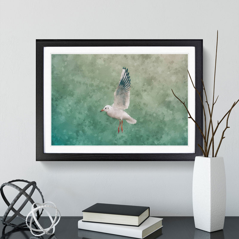 Seagull - Picture Frame Painting Print, Black Framed, 45cm H x 63cm W x 2cm D