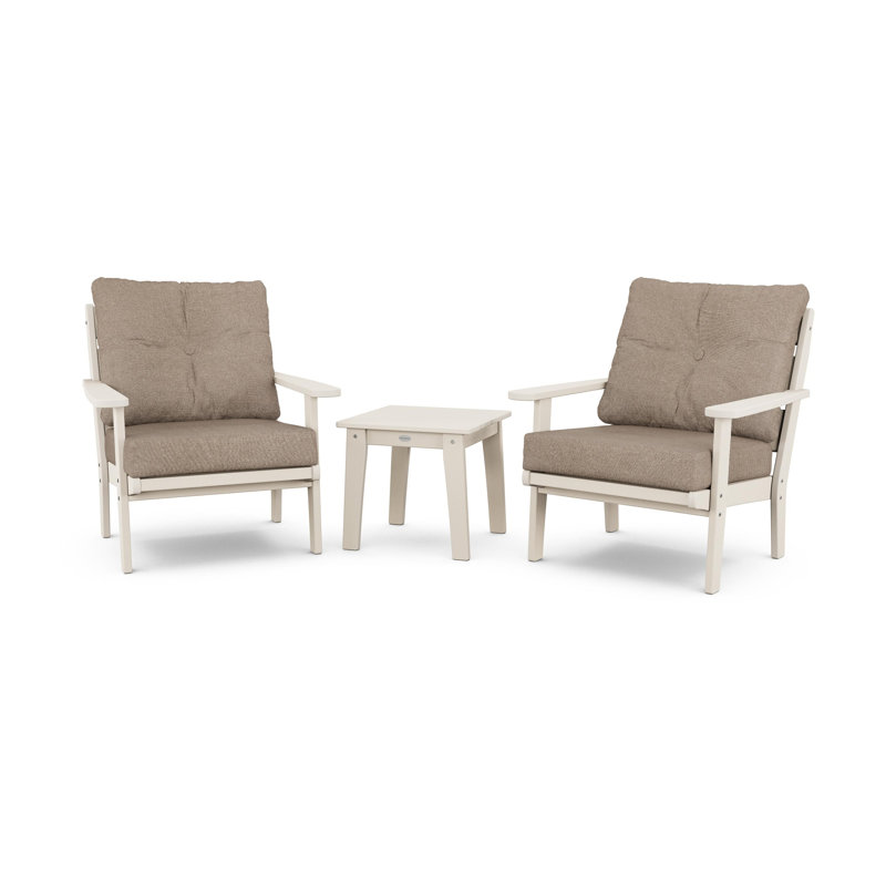 Lakeside 3-Piece Deep Seating Chair Set, Sand, Spiced Burlap