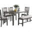 Ensemble de table de salle à manger gris moderne de 6 pièces avec chaises d'appoint et banc en bois d'hévéa massif et placages (ensemble de salle à manger)-1063350224-1063350227