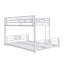 Lit superposé simple au-dessus de double en L avec échelle en L - Structure de lit mezzanine blanche pour enfants et adolescents