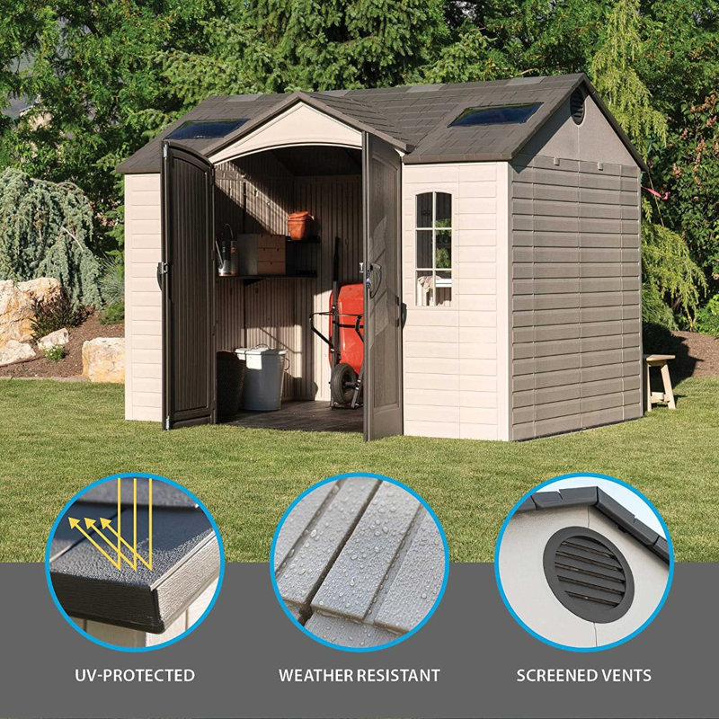 Lifetime 10 Ft. x 8 Ft. High-Density Polyethylene (Plastic) Outdoor Storage Shed with Steel-Reinforced Construction