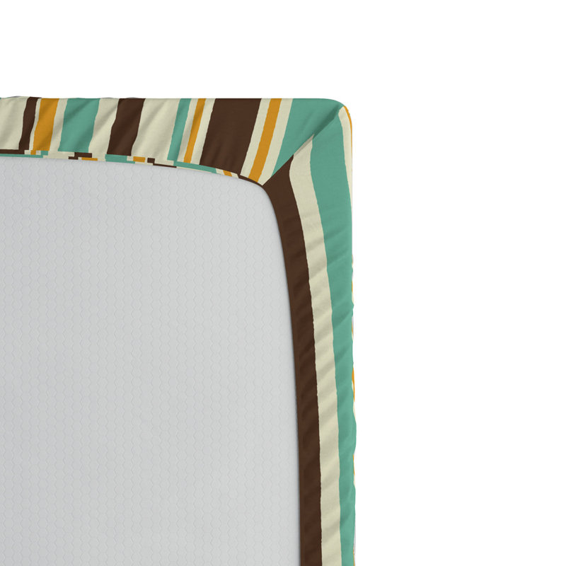 Microfiber Striped Fitted Sheet, Queen Fitted Sheet, Green Striped