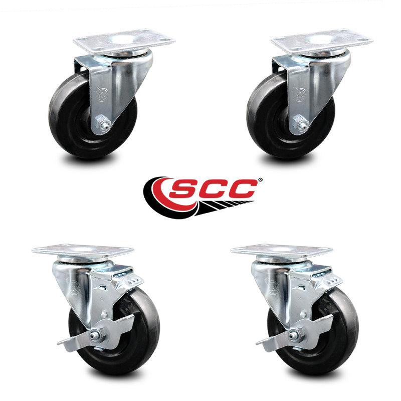 4-Piece Hard Rubber Caster Set