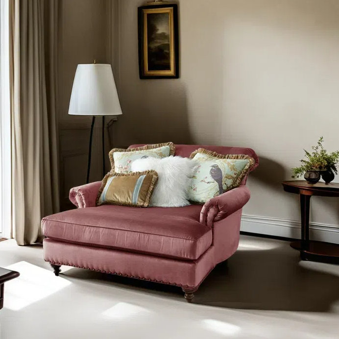 Chaise longue en flanelle élégante et décontractée, Rouge brun-roux