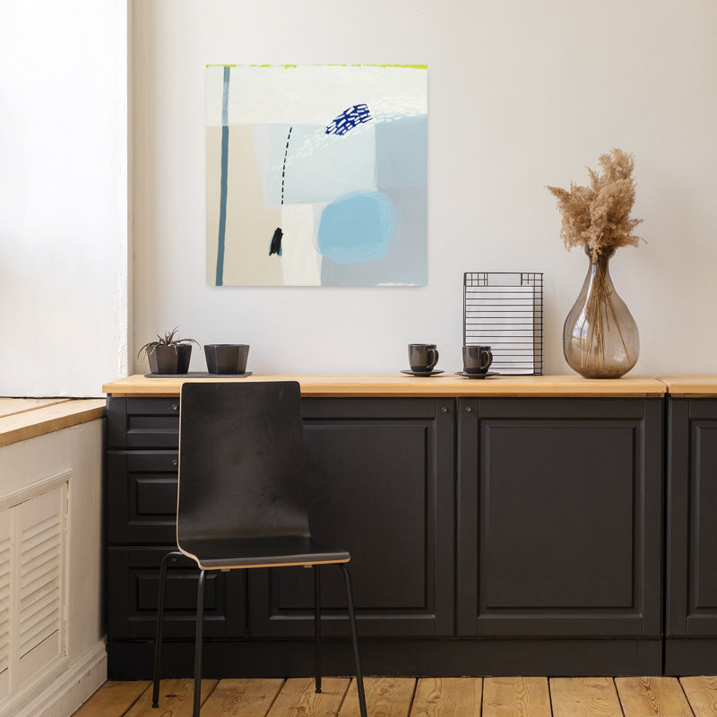 Blues, art contemporain abstrait, H 18 po x l 18 po