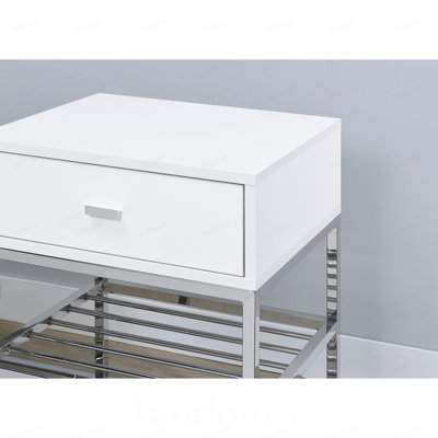 Yesler White High Gloss 1-Drawer Storage Bench
