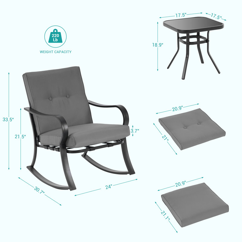 Anea 2 - Person Patio Conversation Set with Cushions, Gray