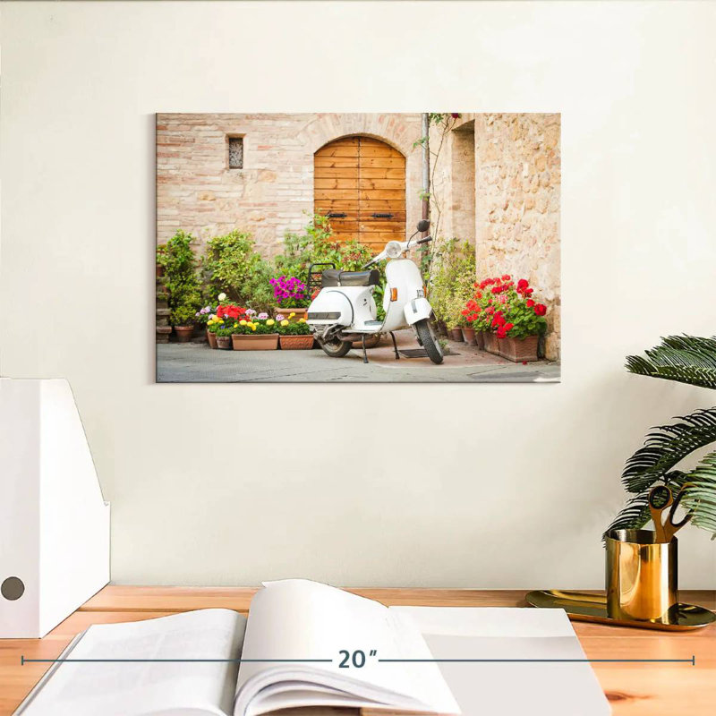 Mehar White Vespa Scooter, 8" H x 12" W