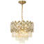 Lustre 4 lumières de luxe en cristal et métal K9 - Compatible avec un plafond incliné, une chaîne réglable, parfait pour la salle à manger, le salon, la chambre à coucher