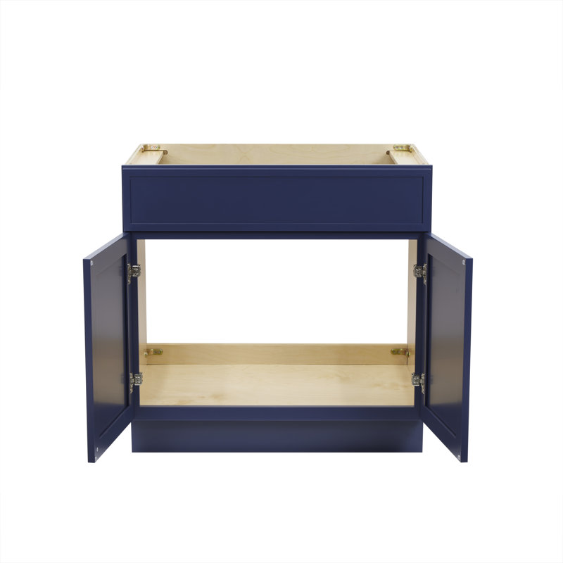 Armoire de salle de bain autoportante 33 po avec 2 portes Colton, sans comptoir, prête à assembler, bleu Colton, Bleu