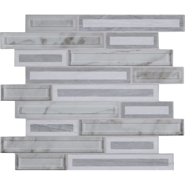 Bloki Natural Stone/Glass Linear Mosaic Wall Tile