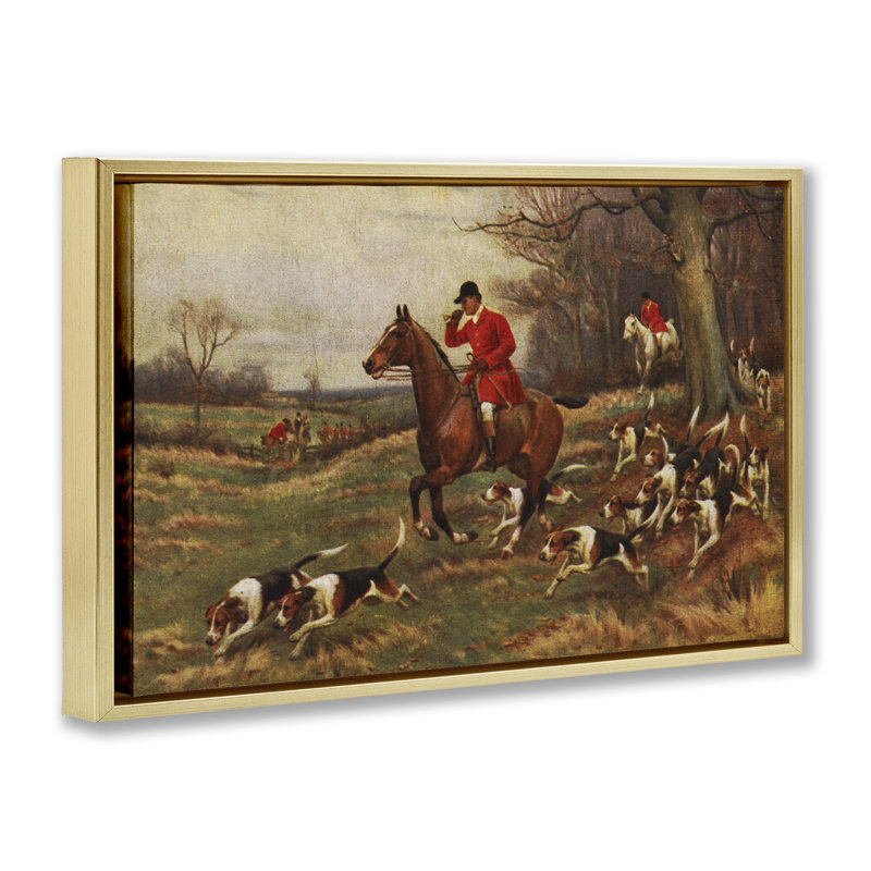  Toile rétro avec chiens de fête par Tina Higgins Designs, Inc., H 21 po x l 31 po, Cadre flottant métallique doré