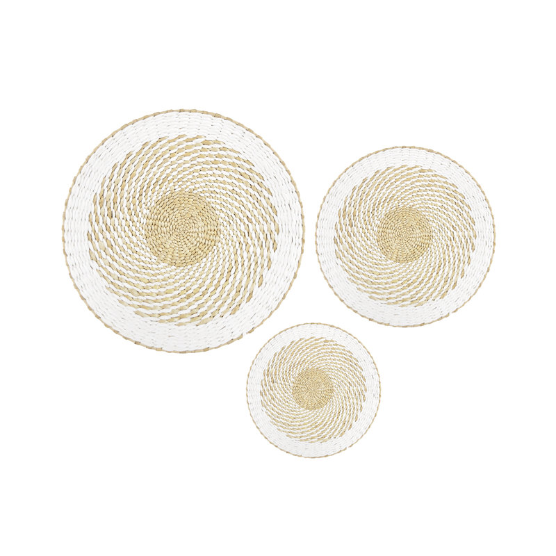 Boho 3-Piece Natural Woven Wall Accent Baskets