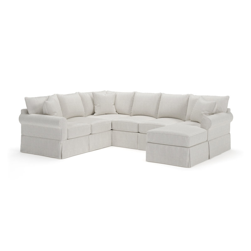 Canapé modulaire de trois articles avec housse Amari, Orienté à droite, Cruise rayé gris