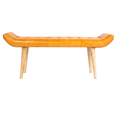 Cheikh Genuine Leather Upholstered Bench