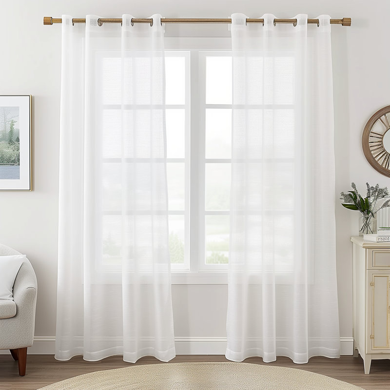 Diyon Solid Colour Sheer Grommet Curtain Panels, 54" W x 84" L, Teal