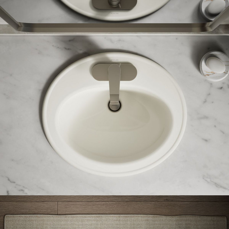 Pennington Self-Rimming Drop-in Bathroom Sink with 4" Centers, Biscuit, No