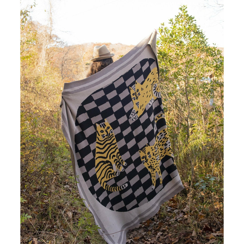 Three Of Cats Throw Blanket, Leopard's Bane