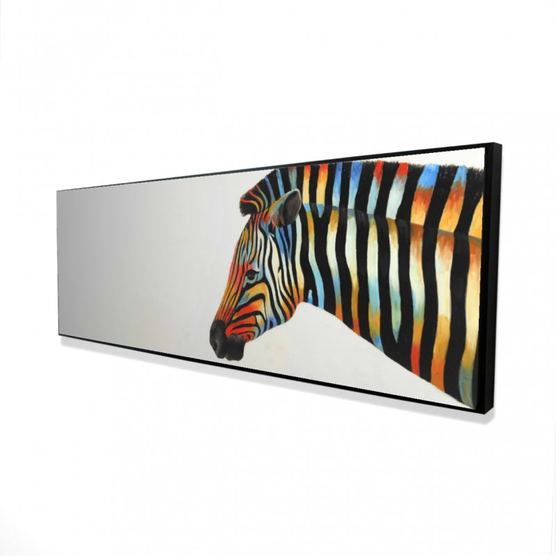 Toile avec cadre zébré | Art animalier exotique pour la décoration intérieure, H 49,25 po x l 17,25 po