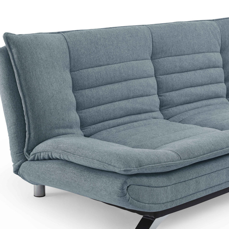 Bridglal 196.1Cm Wide Tight Back Convertible Sofa, Light Blue Polyester Blend