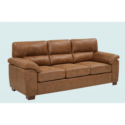 Vintage Brown Leather Three-Seat Sofa