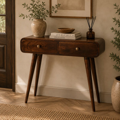 80 cm W Solid Wood Top Console Table