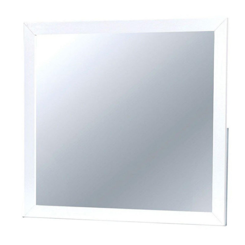 Bary Wood Flat Wall Mirror, White