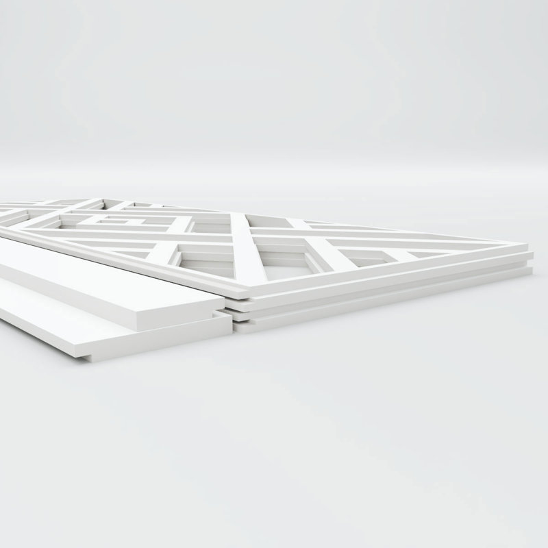 94.5" Wall Paneling in White (4-pack), 44" H