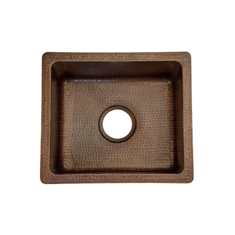 16" Gourmet Rectangular Hammered Copper Bar/Prep Sink