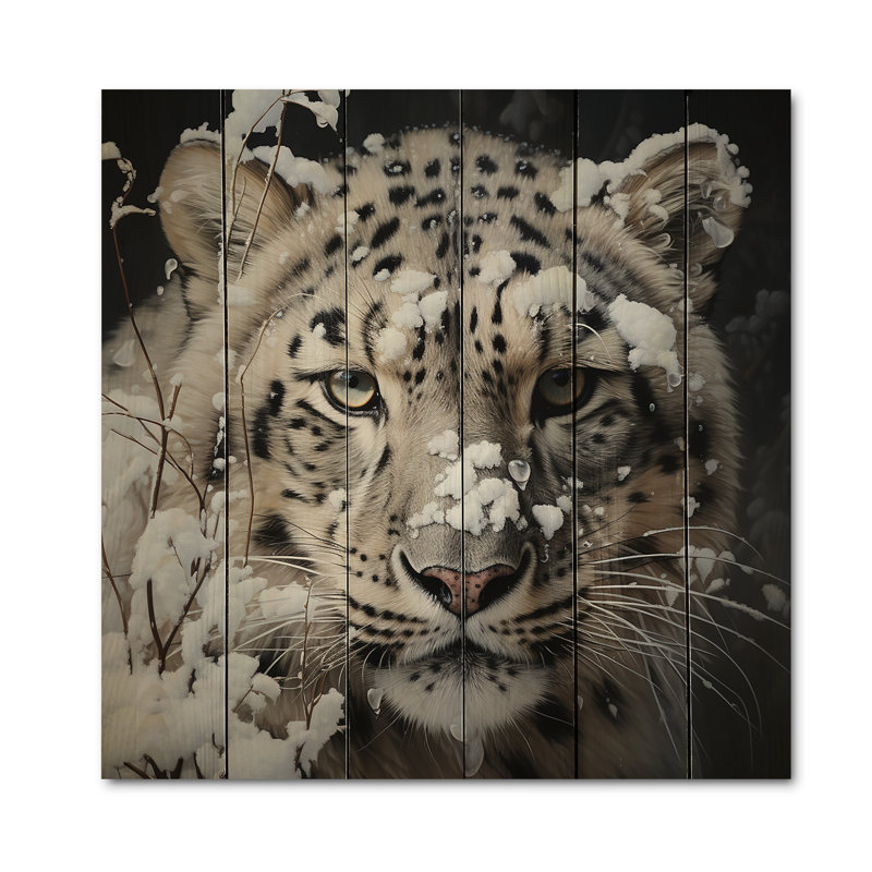 Ceryn White Tiger In Winter IV sur impression sur bois, H 15 po x l 15 po x P 0,78 po