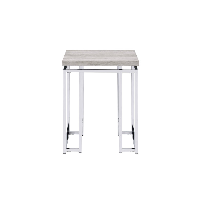 Natural Oak & Chrome Finish End Table